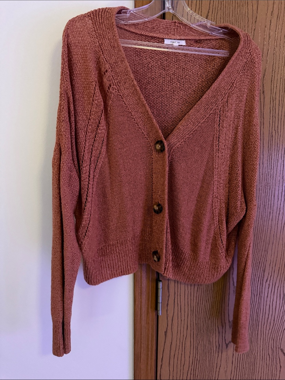 Maurices Rust Brown V-Neck Button Cardigan